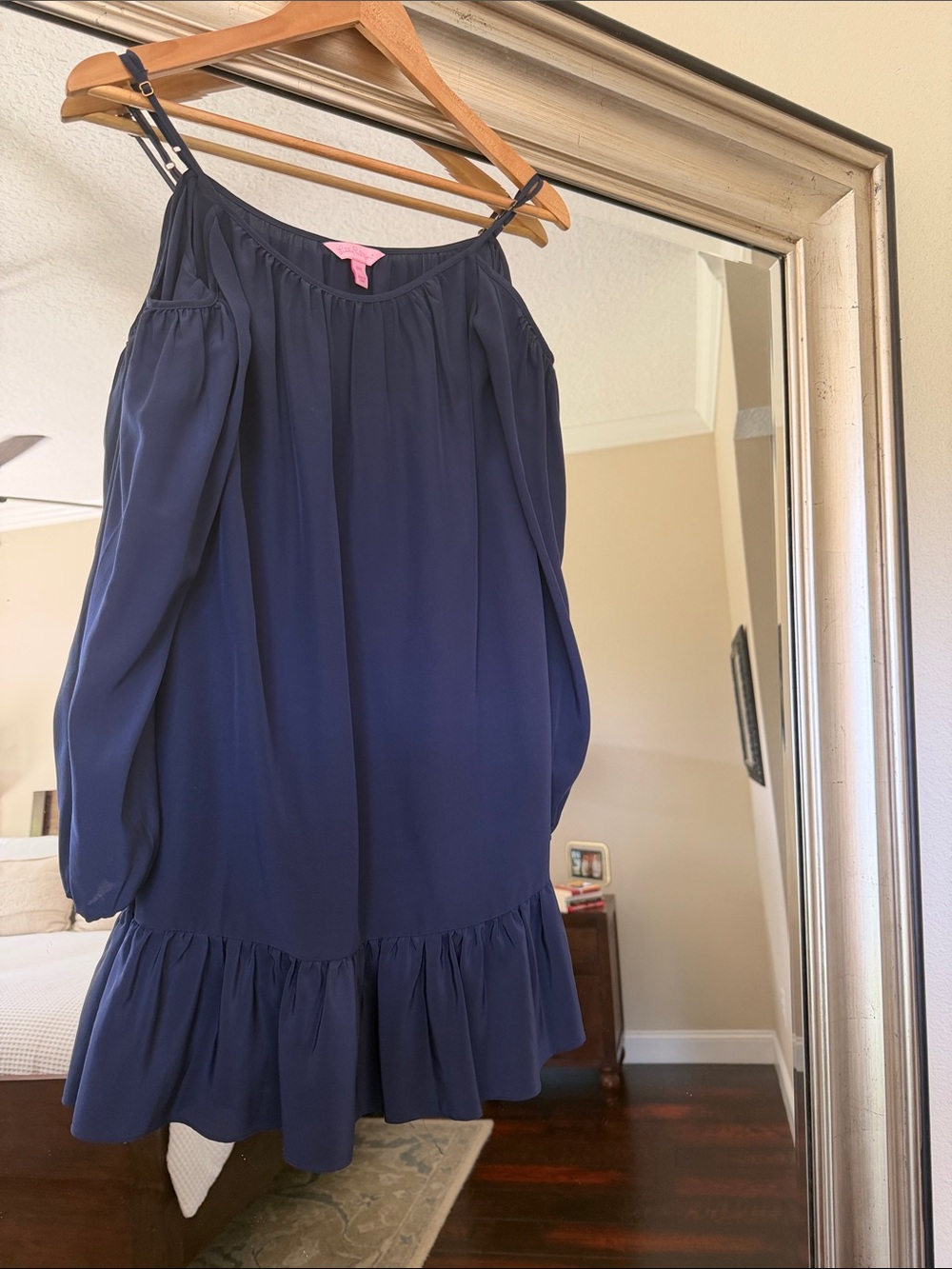 Lilly Pulitzer Navy Ruffle-Hem Cold Shoulder Mini Dress